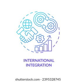 2D gradient international integration icon, isolated vector, foreign direct investment thin line illustration.