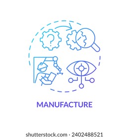 2D gradient manufacture icon, isolated vector, AI engineer creative thin line illustration