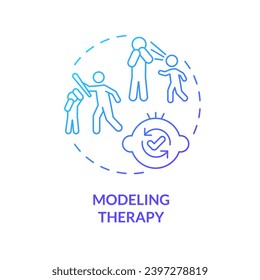 2D gradient modeling therapy blue thin line icon concept, isolated vector, illustration representing behavioral therapy.