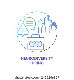 2D gradient neurodiversity hiring icon, simple isolated vector, thin line illustration representing workplace trends.