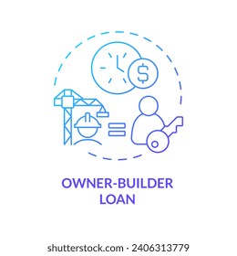 2D gradient owner builder loan icon, simple isolated vector, construction cost thin line illustration.