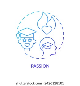 2D gradient passion icon, creative isolated vector, thin line illustration representing extracurricular activities.