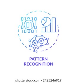 2D gradient pattern recognition icon, creative isolated vector, thin line blue illustration representing cognitive computing.