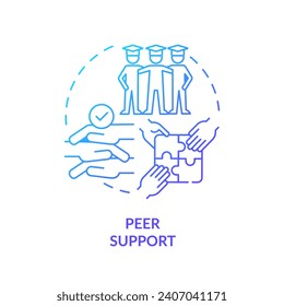 2D gradient peer support icon, simple vector, thin line illustration representing learning theories.