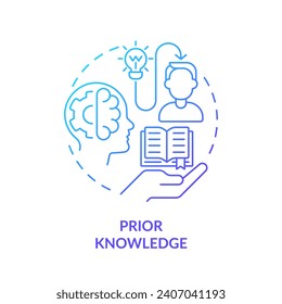 2D gradient prior knowledge icon, simple vector, thin line illustration representing learning theories.