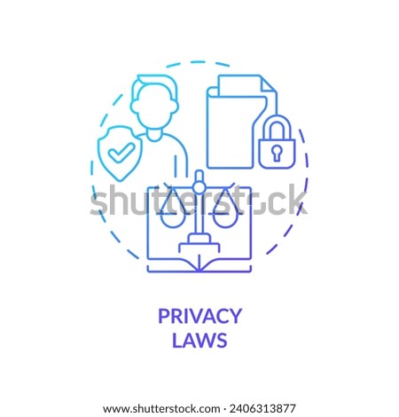 2D gradient privacy laws icon, simple isolated vector, cyber law thin line illustration.