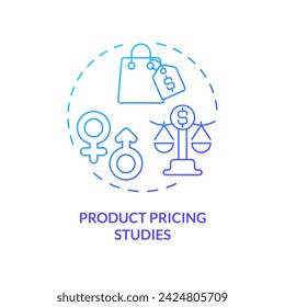 2D gradient product pricing studies icon, isolated creative vector, thin line illustration representing pink tax.