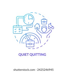 2D gradient quiet quitting icon, simple isolated vector, thin line illustration representing workplace trends.