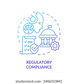 Icono de cumplimiento regulatorio de gradientes 2D, vector aislado simple, ilustración de línea delgada de ley cibernética.