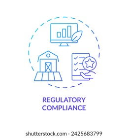 Icono de cumplimiento regulatorio de gradiente 2D, vector aislado creativo, ilustración de línea delgada que representa clústeres agrícolas.