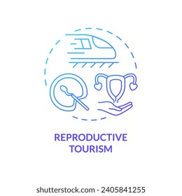 2D gradient reproductive tourism icon, simple isolated vector, medical tourism thin line illustration.