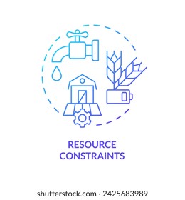 2D gradient resource constraints icon, creative isolated vector, thin line illustration representing agricultural clusters.
