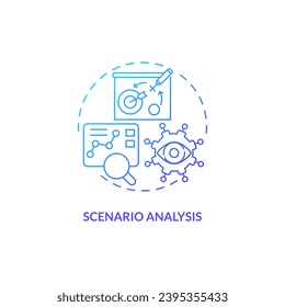 2D gradient scenario analysis thin line icon concept, isolated vector, illustration representing overproduction.