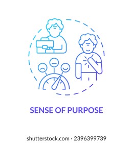 2D gradient sense of purpose thin line icon concept, isolated vector, blue illustration representing unretirement.