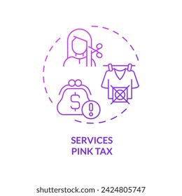 2D gradient services pink tax icon, isolated creative vector, thin line illustration representing pink tax.
