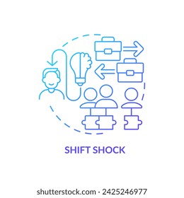 2D gradient shift shock icon, simple isolated vector, thin line illustration representing workplace trends.