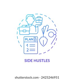 2D gradient side hustles icon, simple isolated vector, thin line illustration representing workplace trends.