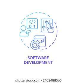 2D gradient software development icon, isolated vector, AI engineer creative thin line illustration