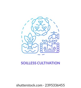 2D gradient soilless cultivation icon representing vertical farming and hydroponics concept, isolated vector, thin line illustration.