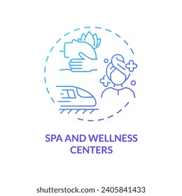 2D gradient spa and wellness centers icon, simple isolated vector, medical tourism thin line illustration.