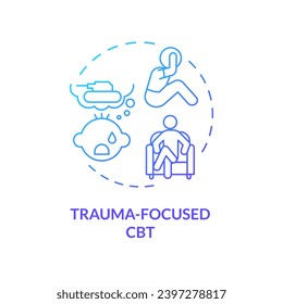 Concepto de ícono de línea delgada azul CBT, vector aislado, ilustración que representa terapia conductual.