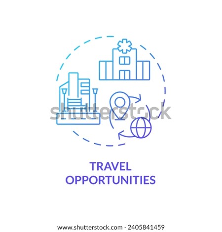 2D gradient travel opportunities icon, simple isolated vector, medical tourism thin line illustration.