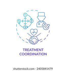 Icono de coordinación del tratamiento de gradientes 2D, vector aislado simple, ilustración de línea delgada del turismo médico.