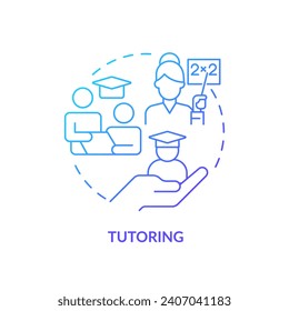 2D gradient tutoring icon, simple vector, thin line illustration representing learning theories.
