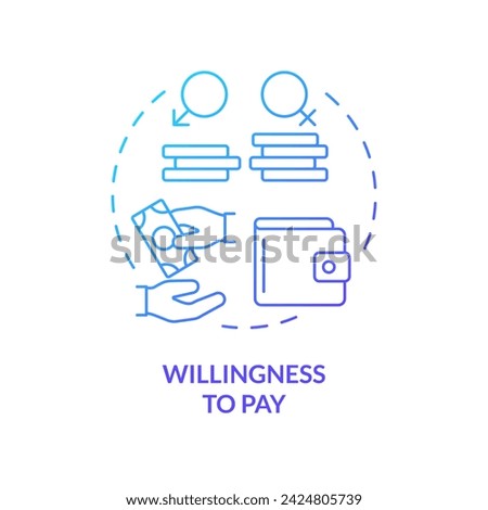 2D gradient willingness to pay icon, isolated creative vector, thin line illustration representing pink tax.