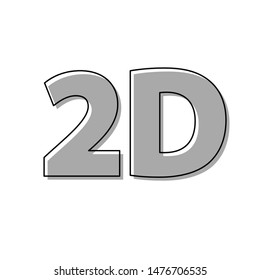 2d graphics sign. Black line icon with gray shifted flat filled icon on white background. Illustration.