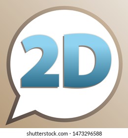 2d graphics sign. Bright cerulean icon in white speech balloon at pale taupe background. Illustration.