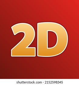2d graphics sign. Golden gradient Icon with contours on redish Background. Illustration.