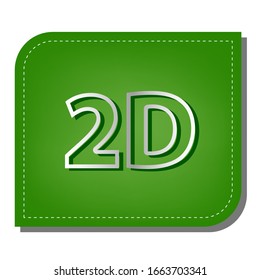 2d graphics sign. Silver gradient line icon with dark green shadow at ecological patched green leaf. Illustration.