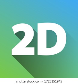 2d graphics sign. White Icon with gray dropped limitless shadow on green to blue background. Illustration.