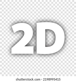 Signo de gráficos 2d. Icono blanco con sombra gris natural caída en fondo transparente. Ilustración.
