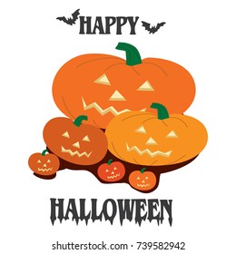 2D Happy Halloween pumpkins. Vector illustration.
