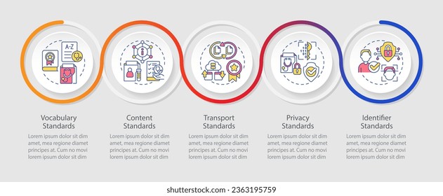 2D health interoperability resources vector infographics template with linear icons concept, data visualization with 5 steps, process timeline chart.