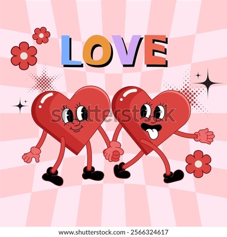 2d heart cartoon character design, love and valentine's day concept, greeting card and background design, heart shape icon and symbol