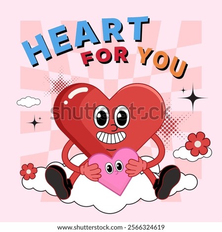 2d heart cartoon character design, love and valentine's day concept, greeting card and background design, heart shape icon and symbol