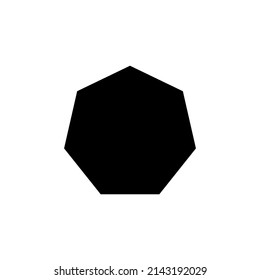 2D heptagon shape in mathematics. Black heptagon shape drawing for kids isolated on white background