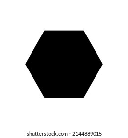 2D hexagon shape in mathematics. Black hexagon shape drawing for kids isolated on white background