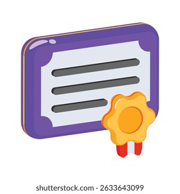Un icono 2d de certificado de rendimiento académico