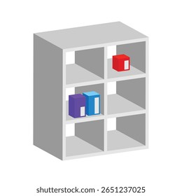 Um ícone 2d de prateleiras de armazenamento mobiliário interior