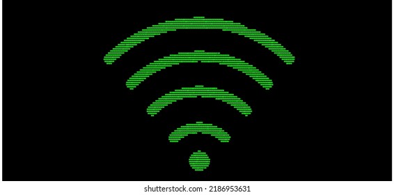 2d illustration binary WIFI symbol sign