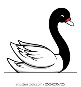 Ilustração 2d de um cisne de pescoço preto