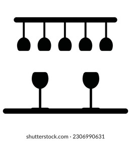 2d illustration of black vector icon for the bar counter of a cafe-bar on a white background