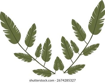 Ilustración 2D de una corona circular de hojas. Perfecto para etiquetas naturales, logotipos ecológicos o diseños de marcos botánicos.
