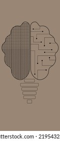 2d illustration Concept of thinking, background with brain, Abstract Artificial intelligence. Technology web background