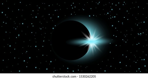 2d illustration. Deep interstellar space background. Bright stars, planets and moons and comets. Various science fiction creative backdrops. Space art.