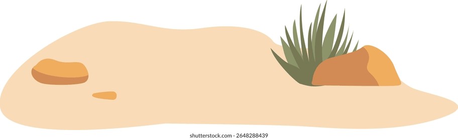 Ilustração 2D de grama do deserto crescendo em terreno arenoso. Perfeito para representar a vegetação em ambientes áridos e secos.